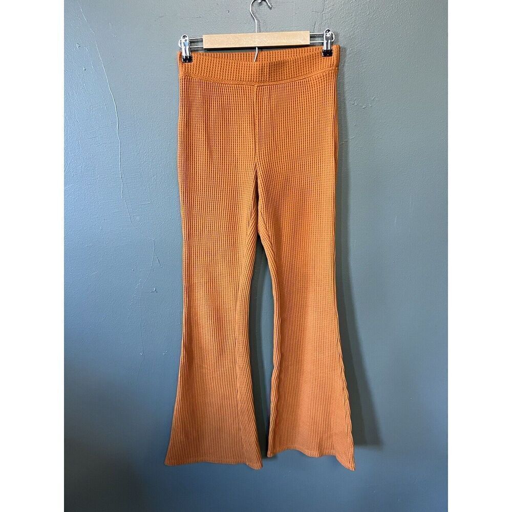 Aerie Womens Orange Knit Flared Legging Pants Size Small Long